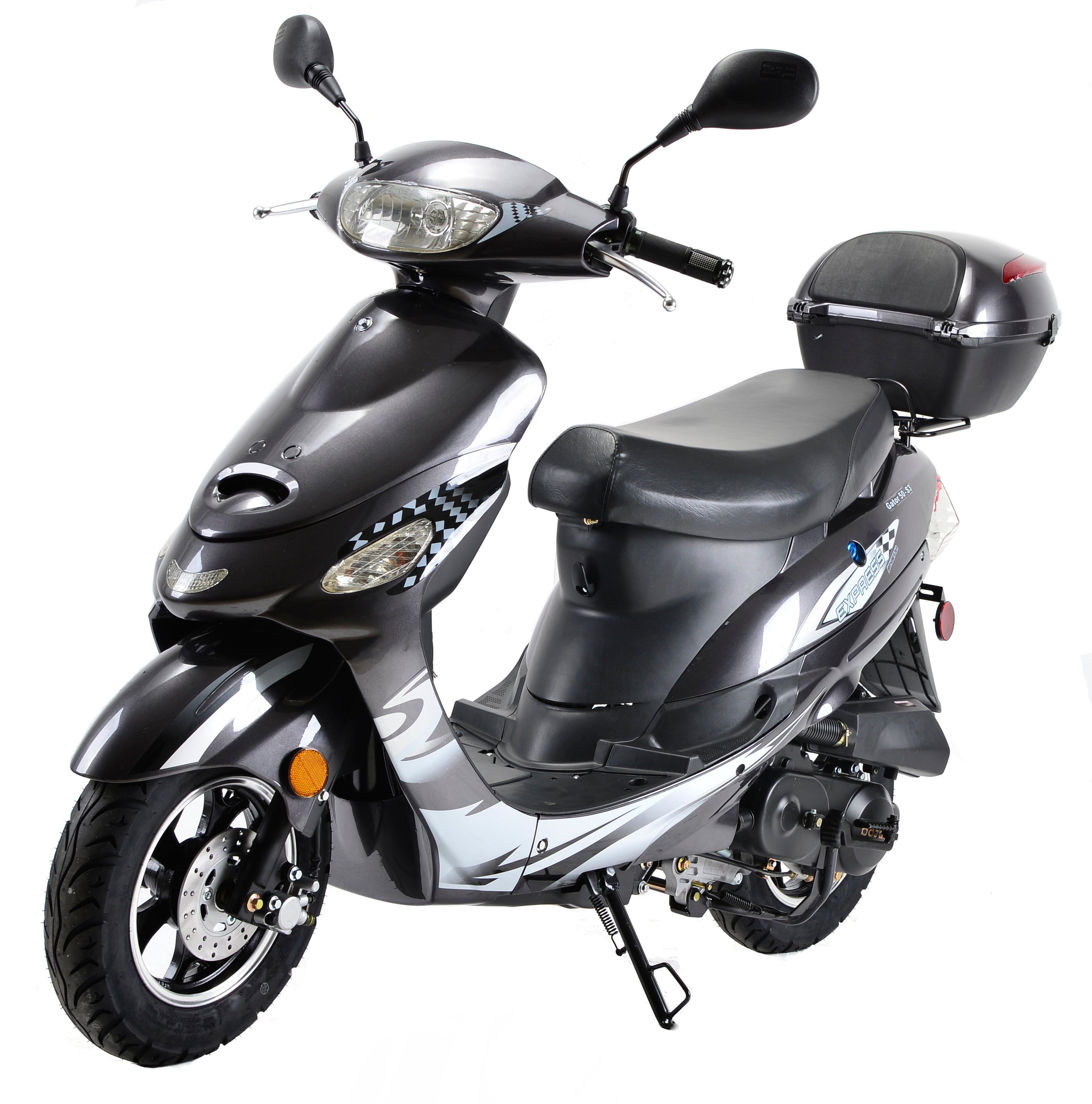 Gator 50-S3 49.4cc Adult Scooter, LED Headlights, Rear Double Shocks, Top Speed: 25mph. Not for public road